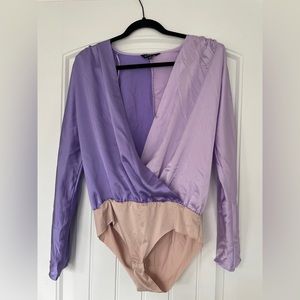 Multi Purple Satin bodysuit - boutique brand
